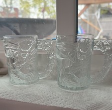 Par de tazas de vidrio en relieve vintage Batman Forever McDonald’s 1995 DC Comics
