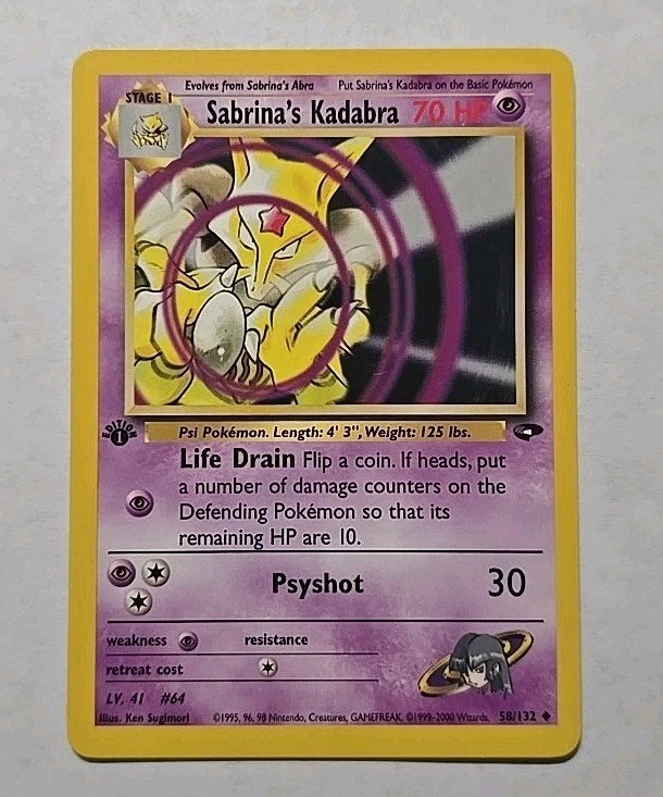 1st Edition Sabrina’s Kadabra 58/132 - Gym Challenge - Near Mint
