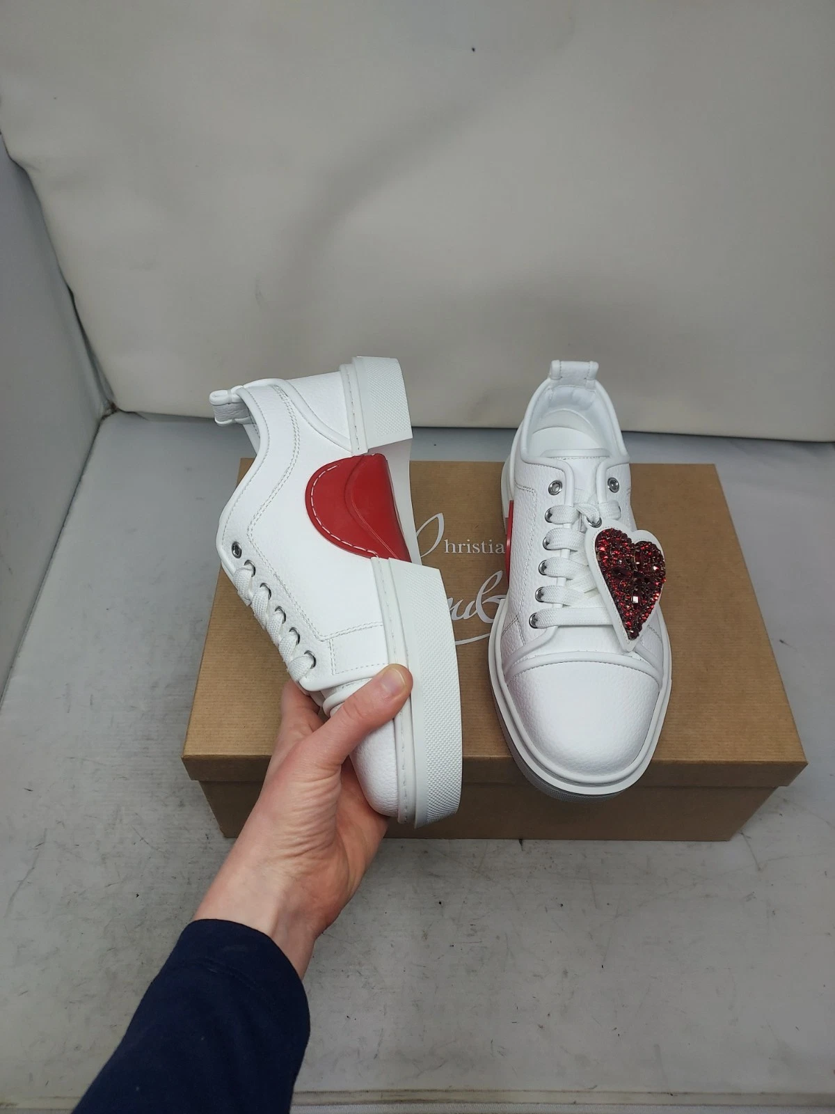 Christian Louboutin — Christian Louboutin EU 42.5 US 9.5 NEW MENS White Heart Love Adolon Sneaker