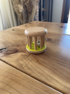 LOVEVERY Wooden Rolling Bell Rattle Montessori Wooden Baby Toy