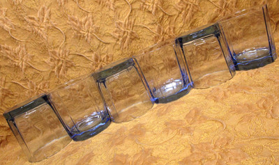 6 vintage Anchor Hocking Glass REFLECTIONS (azure) Blue Rocks tumblers-10oz.