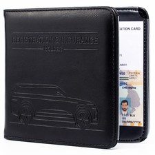 Car Registration and Insurance Holder, Magnetic Closure, Embossed Card Docume...
