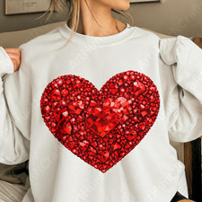 Rhinestone Red Heart Valentine Sweatshirt Bling Style