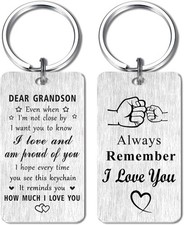 I Love You Grandson Christmas Keychain Gifts, Proud of Grandson Birthday Keychai