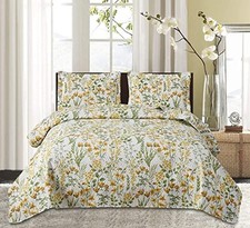 Floral Bedspread Coverlet King Size Quilt Set Bedding Home Lightweight