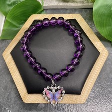 6.5  Plus Stretch Bracelet Stone/Glass Bead Rhinestone Charm New Free Ship B61