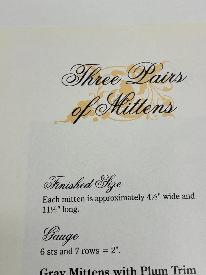 Three Pairs of Mittens Crochet Pattern Book Pages - Image 2 of 3