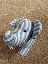 Little Jellycat Blue White Stripes Elliot Elephant Rattle Soft Toy Plush
