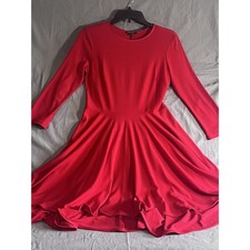 Express Red Long Sleeve Fit & Flare Casual Midi Dress