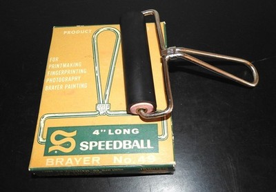 Vintage 4'' Long Speedball Roller BRAYER No. 49 Clean with Original Box Near Mint