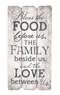 P. Graham Dunn Bless The Food, Family and Love Small Fence Post Wood Look Art