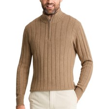 New Mens Wool Quarter Zip Pullover Sweatshirt Warm Jumper Long Sleeve Sweater
