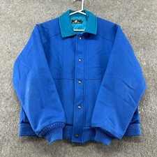 VINTAGE Pendleton Lobo Jacket Mens M Blue Bomber Pure Wool Snap Full Zip USA 80s