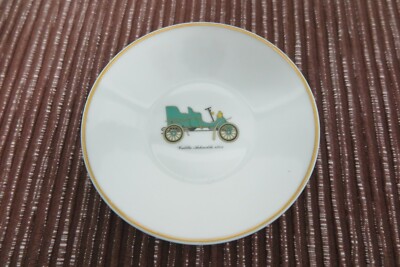 LIMOGES PORZELLAN SCHALE MIT OLDTIMER - GRÜN - 5,5''