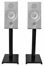 Pair Black 21” Steel Speaker Stands For ELAC Debut 2.0 B6.2 Bookshelf Speakers
