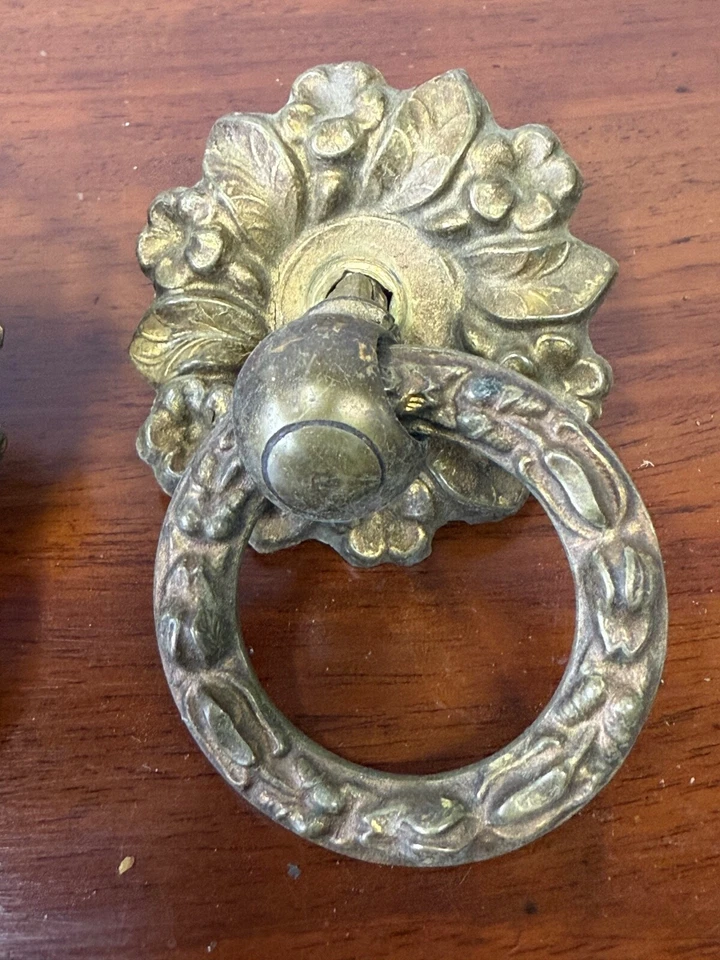 antiguo imperio clásico francés federal anillo redondo tira floral 1810 latón fino Foto 4 de 4