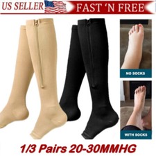 20-30 mmHg Zipper Compression Socks - Medical Grade for Varicose Veins  Edema