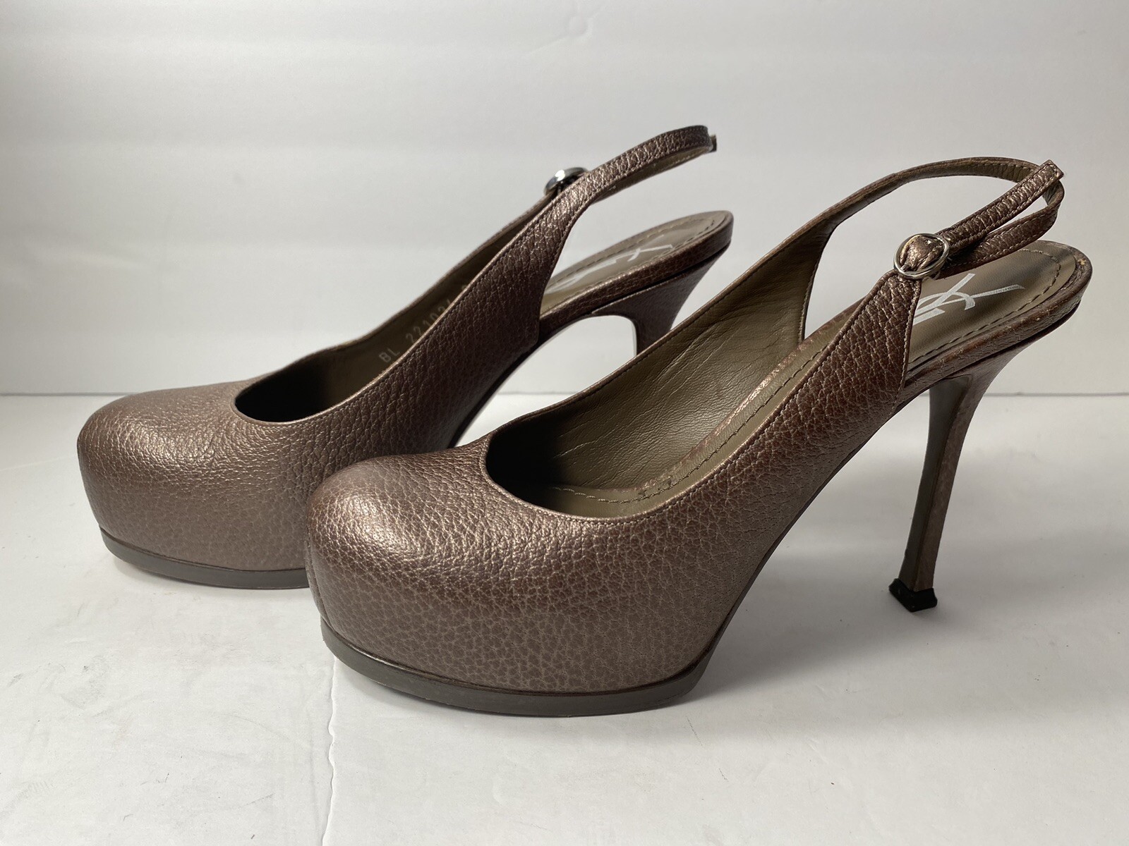 Décolleté Slingback tribtoo YSL Yves Saint Laurent tacchi marroni 36 5 5 6 $750