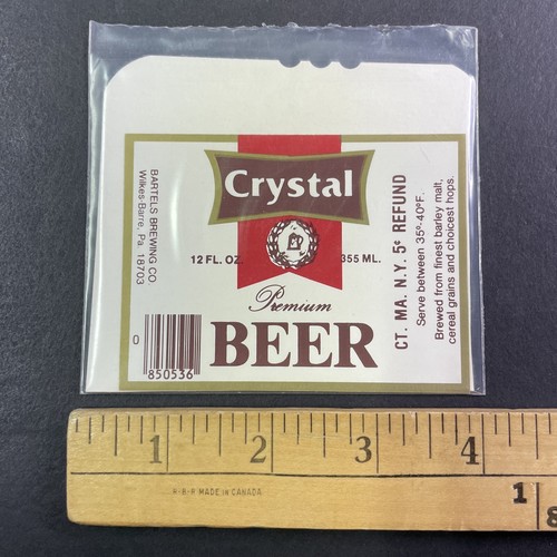 Vintage CRYSTAL PREMIUM Unused Beer Label WALLY CHRISTIE COLLECTION Y12177