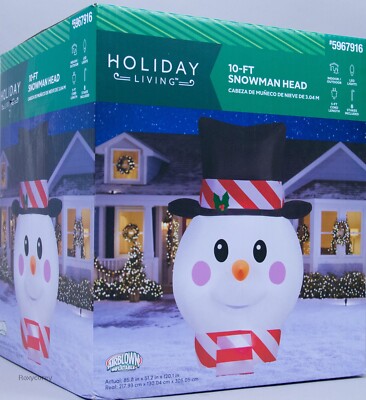 Snowman Head Inflatable Christmas Gemmy 10 ft Giant Snowman Head with Top Hat Airblown ...