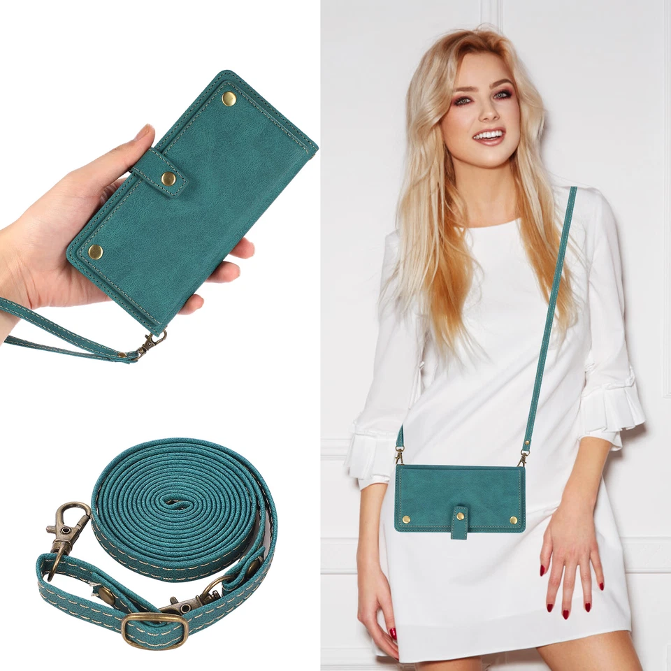 Bandolera con Correa Portatarjetas Billetera Bolso Abatible Cuero PU Estuche para LG Wing 5G Foto 3 de 4