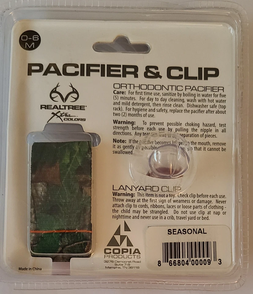 Orange Pacifier Clip Camo Strap 0-6 Months Orthodontic Infant Baby Realtree Xtra - Image 3 of 4