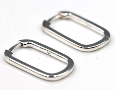 Genuine New Sterling Silver 925 Rectangular Huggies Earrings - Free Express Post