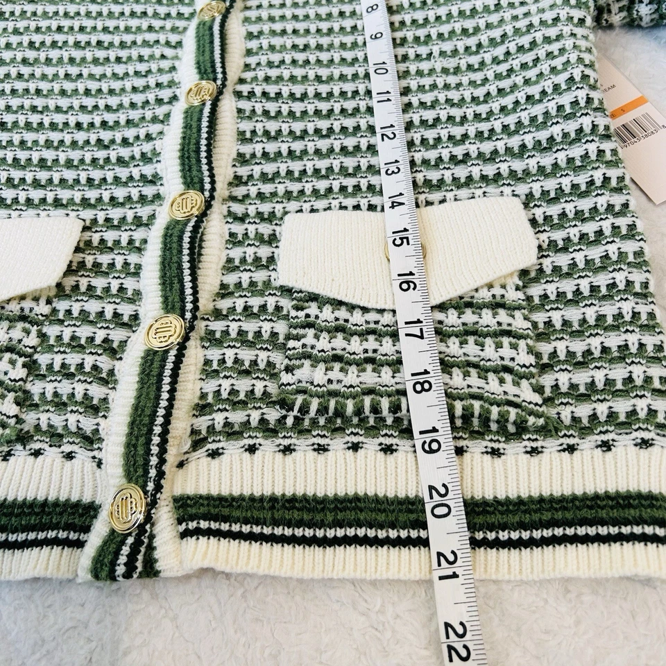 Cárdigan Nanette Lepore Tweed Mujer Talla Pequeña en Verde Acogedora Ropa de Invierno Elastizada Foto 3 de 4