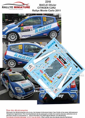 Décalcomanies 1/18 Fiat Abarth 500 ZANCHI - Rallye Monte Carlo 2011 - Rallye Miniature