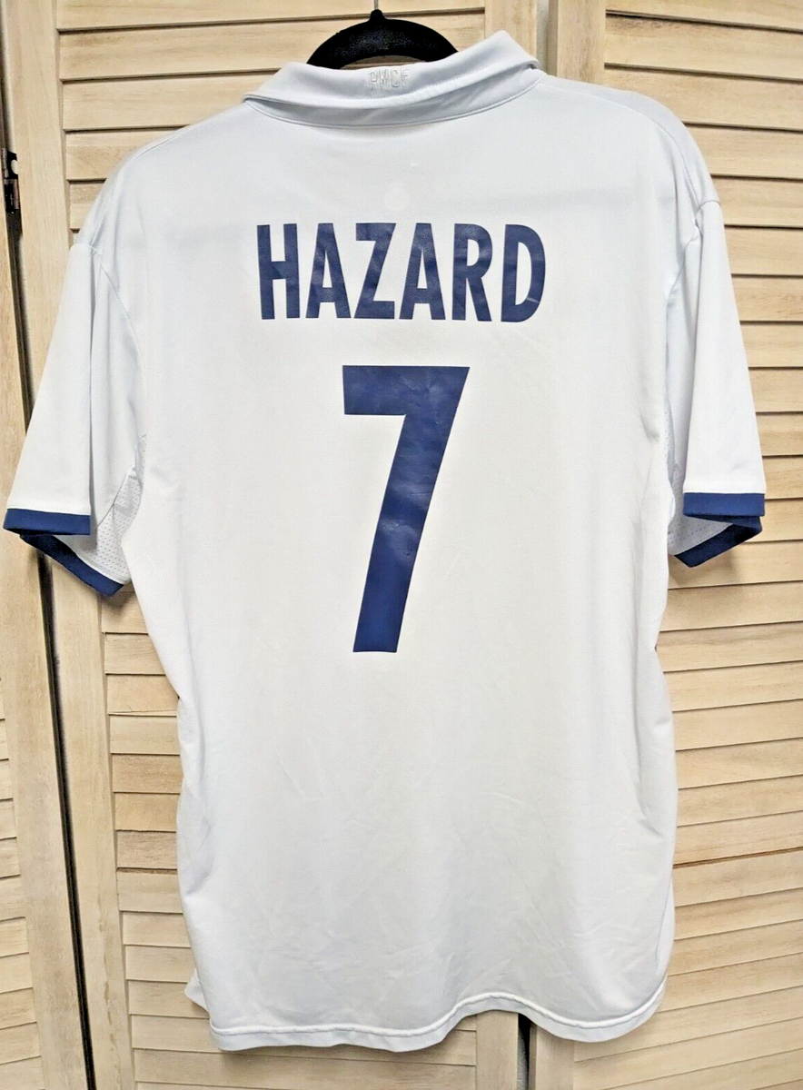 FLY EMIRATES #7 Hazard Size XL REAL MADRID WHITE FOOTBALL SHIRT