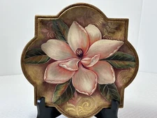 Pink Floral Decorative Hand Painted Pottery Ceramic 10” Plate