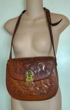 Vintage Hand Tooled Leather Purse Shoulder Bag BOHO Hippie ARTSY Designs Floral