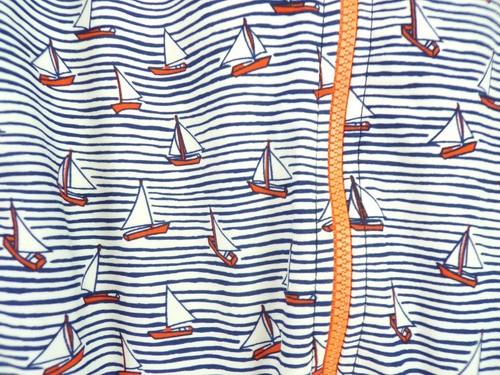 VAENAIT Little Girls Top Orange Blue Sailboat Print Zip Up Beach Shirt XL 6 - Picture 3 of 4