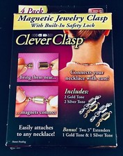 NOS 4 PCK CLEVER CLASP AS SEEN ON TV MAGNETIC JEWELRY CLASPS GOLD & SILVER TONES