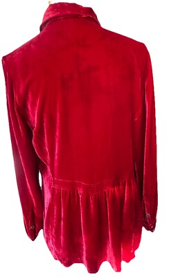 ColdWater Creek Red Velvet Shirred Back Top -Romantic M
