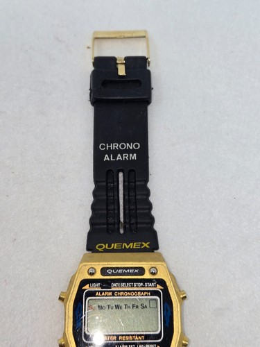 QUEMEX SPORT CHRONO ALARM QUARTZ LCD WRIST WATCH WATER RESISTANT 80'S-90'S - Picture 5 of 7