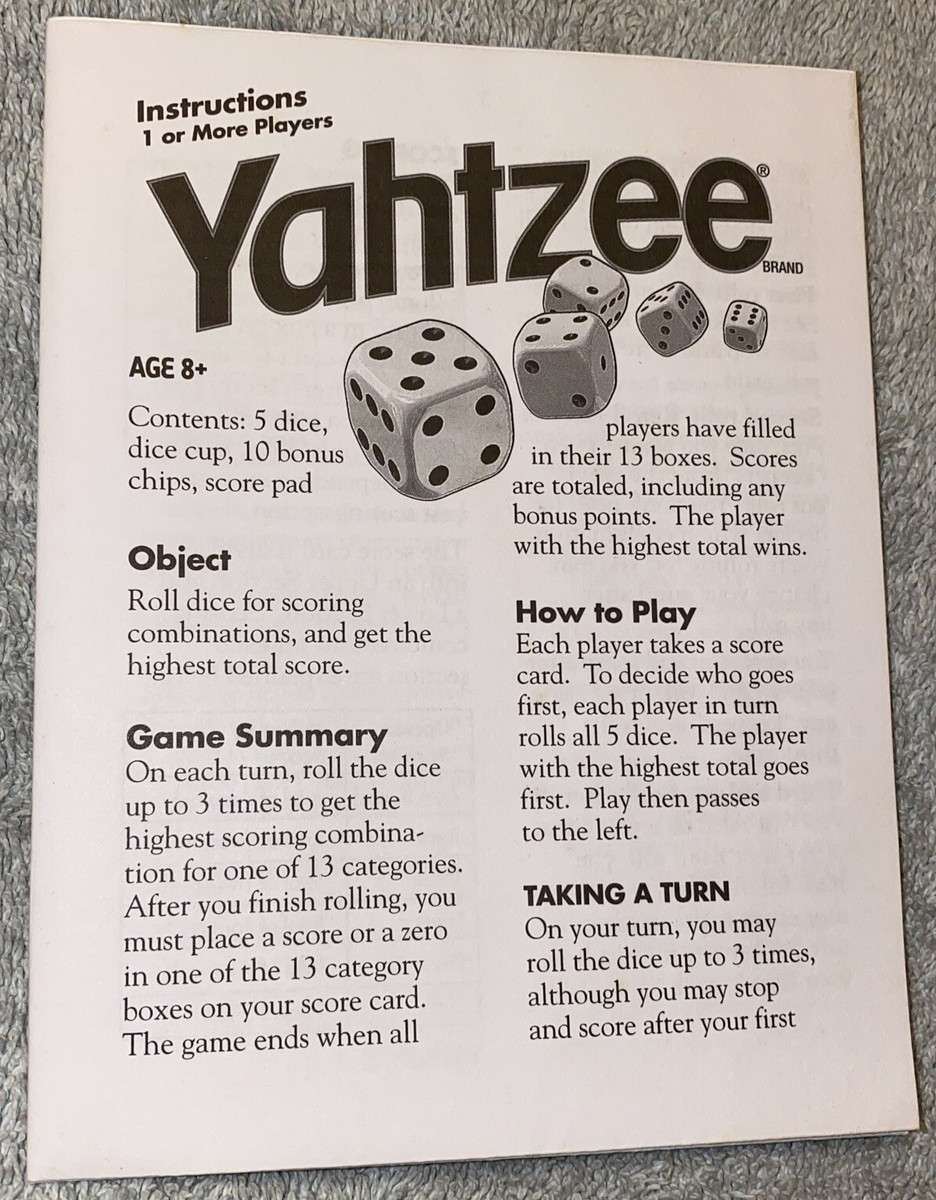 2005 Yahtzee Board Game Replacement Instructions | eBay 2005-yahtzee-board-game-replacement-instructions-ebay