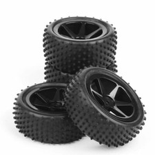 4Pcs Front Rear Rubber Tires &Wheels For HSP 1:10 RC Buggy Off Road Car 12mm Hex