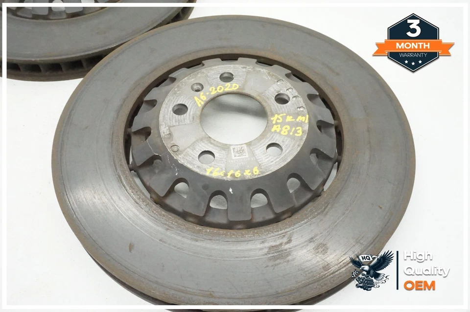 2019 - 2024 AUDI A6 C8 FRONT LEFT & RIGHT SIDE ROTOR BRAKE DISC SET OEM 15k mls - Image 4 of 4