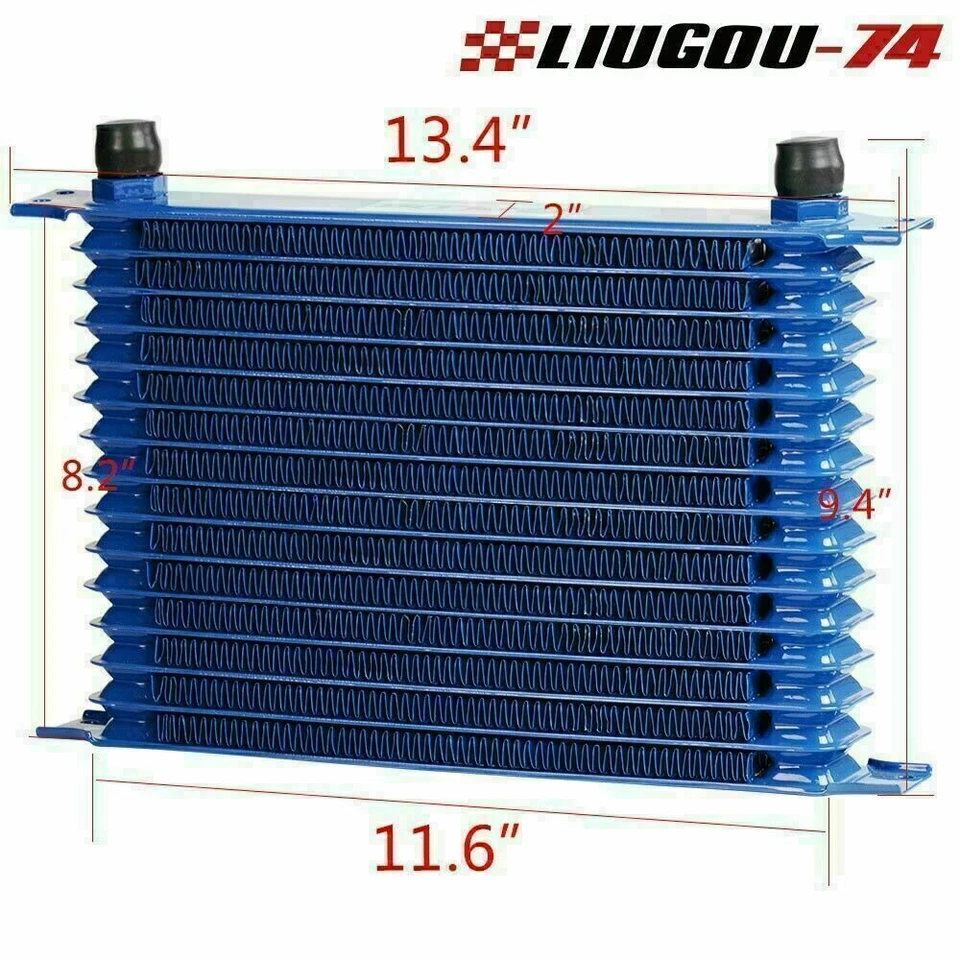 Enfriador de aceite de motor de aluminio AN10 universal de 15 filas + kit adaptador de termostato nuevo Foto 2 de 4