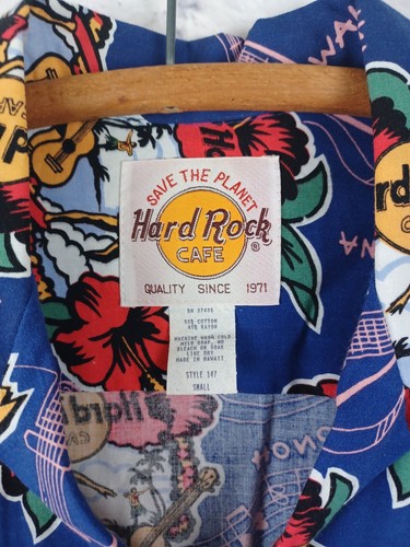 Vtg Hard Rock Hawaiian Floral Cotton Short Sleeve SURFER Shirt S - Picture 5 of 5