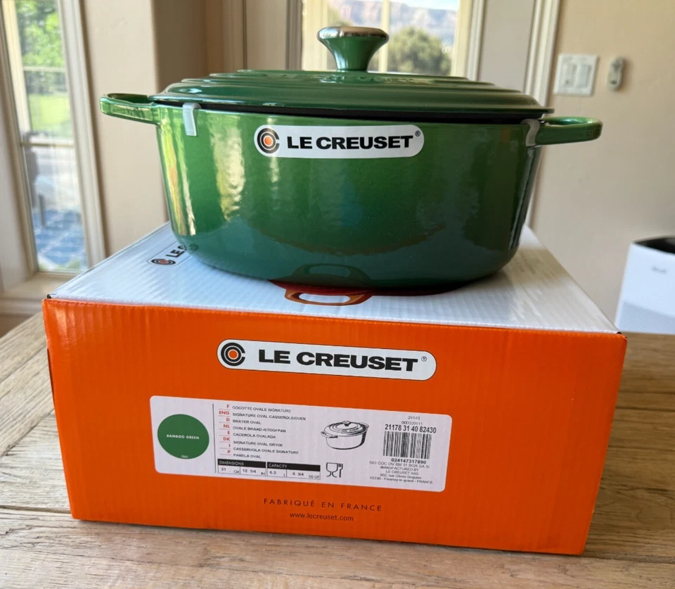 Le Creuset Signature Enameled Cast Iron Oval Dutch Oven 6 3/4 qt Bamboo NEW - Image 2 of 4