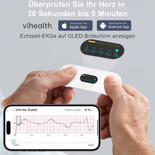 DuoEK-S Mobiles EKG Gerät, Bluetooth Tragbarer Herzmonitor KI-Analyse über App - Bild 3 von 12