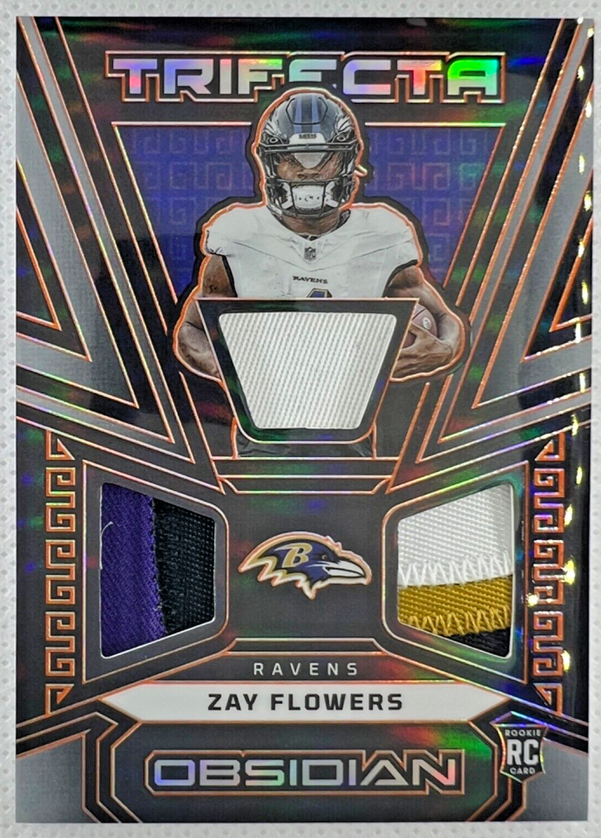 2023 Panini Obsidian ZAY FLOWERS /49 RC Trifecta ORANGE ETCH 4