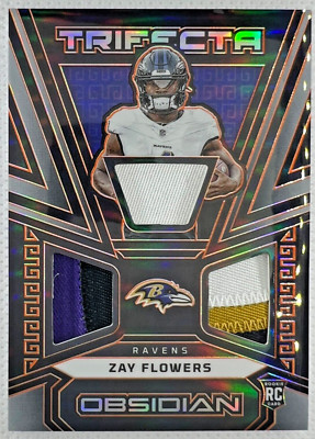 Obsidian フラワーカービングスカル オブシディアン 2023 Panini Obsidian ZAY FLOWERS /49 RC Trifecta ORANGE ETCH 4