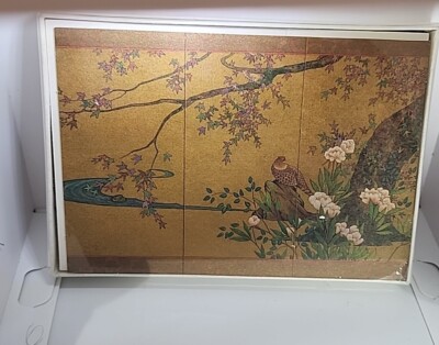 Vtg Hallmark Asian Inspired Triptych Pheasant Blank Note Cards RARE 10pk NOS New