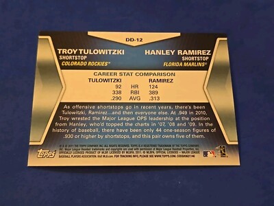 2011 Troy Tulowitzki Hanley Ramirez Topps #DD-12 Diamond Duos Insert