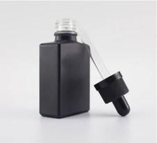 20,000  1oz / 30ml Black Frosted Glass Square Bottles with Droppers - Bulk Sales