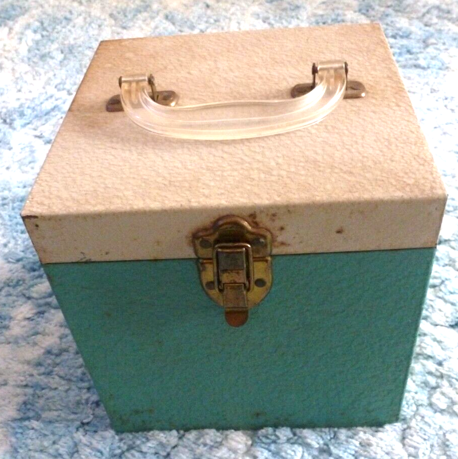 Vintage 45 rpm Vinyl Record Metal Carrying Case Includes 80 VG