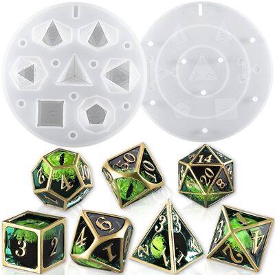 Upgraded Dice Resin Molds Large DND Silicone Dice Molds for Resin with 7 Cavi...